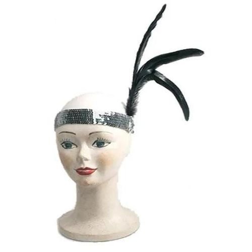 Bandeau Paillet Argent Pour Adulte - Charleston - Blanc - Garantie 2 Ans