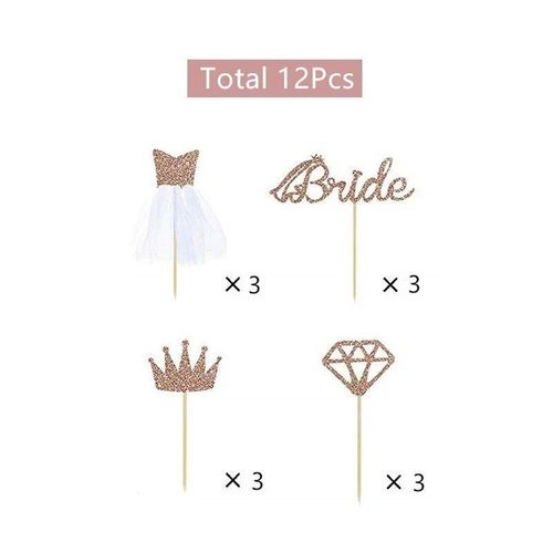 Banderoles Triangles En Papier Rose Dor,3m,Drapeaux,Guirlandes De Mariage,Pour Remise De Diplme,Fte Prchristophe,Anniversaire,Dcor De Confrontation - Type Bride Topper 12pc