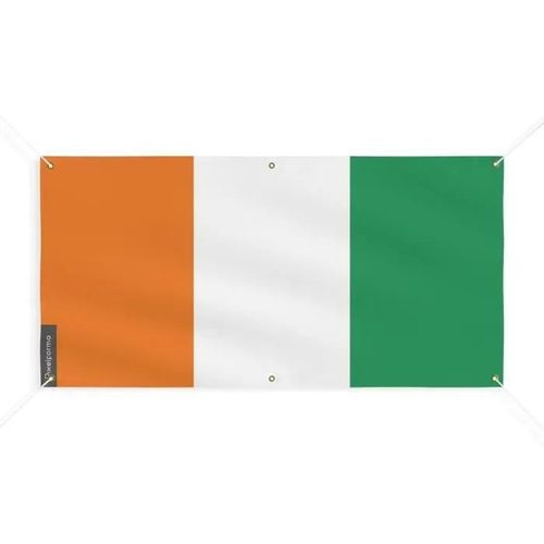 Bannire Drapeau De La Cte D'ivoire 6 Oeillets 110x220cm En Polyester