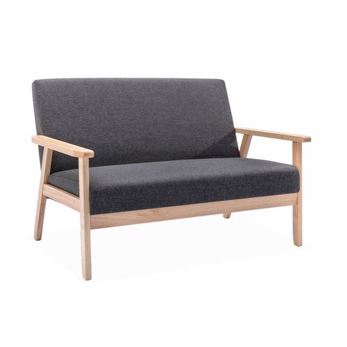 Banquette Canap En Bois Et Tissu Gris Fonc Isak L 114 X P 69.5 X H 73cm