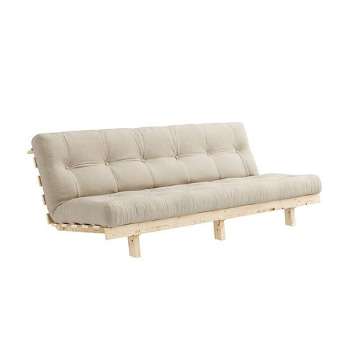 Banquette Convertible Futon Lean Pin Coloris Beige Couchage 130*190 Cm.