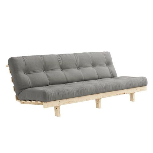 Banquette Convertible Futon Lean Pin Coloris Gris Couchage 130*190 Cm.