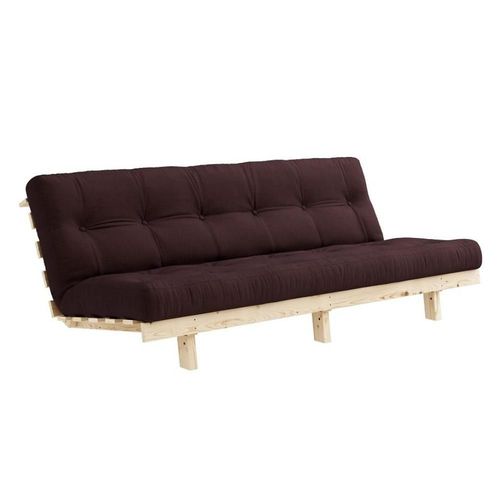 Banquette Convertible Futon Lean Pin Coloris Marron Couchage 130*190 Cm.