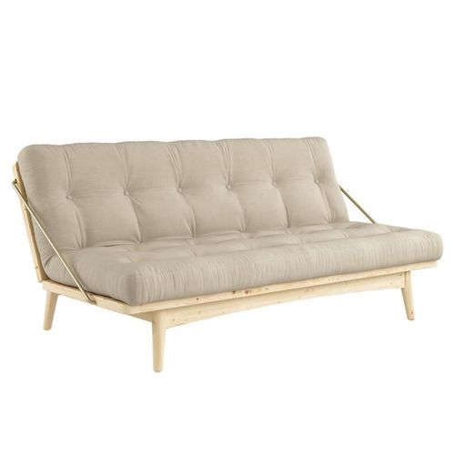 Banquette Futon Folk En Pin Massif Coloris Beige Couchage 130 X 190 Cm.