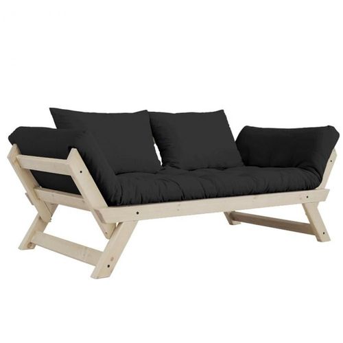 Banquette Mridienne Futon Bebop Pin Naturel Coloris Gris Fonc Couchage 75*200 Cm.