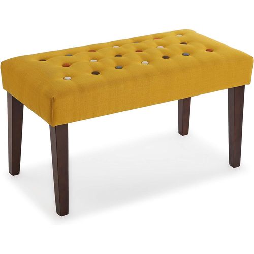 Banquette Tabouret Banc Chaise Longue Pour Le Salon Chambre Bureau, Color, Dimensions (H X L X L) 43 X 40 X 80 Cm, Coton Et Bois, Couleur: Jaune