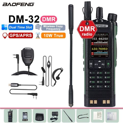 Baofeng DM-32 DMR Digitale talkie-walkie 10W GPS APRS double emplacement pour temps analogique niveau 1 et 2 chargeur type-c UV-32 jambon Radios bidirectionnelles - Type Goose-H-Pro-Mic-EURO