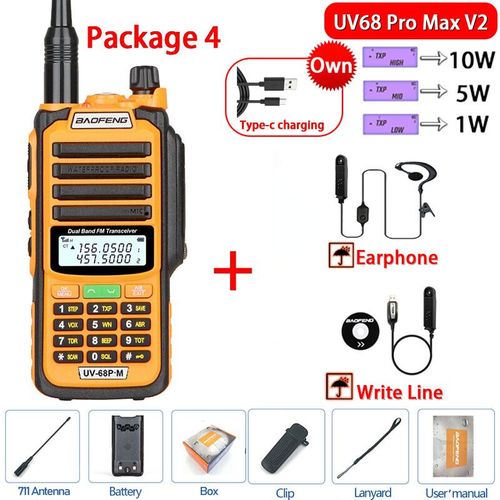 Baofeng-Talkie Walperfor tanche,haute puissance,jambon CB,radio,mise  niveau de UV9R UV5R Pro UV16 UV82 MAX,porte de 50km,UV68 Pro Max V2,2023 - Type V2 Orange 4-Usb plug