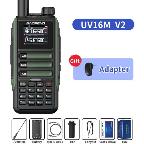 BaoFeng UV16M V2 talkie-walkie multi-bande AM tanche haute puissance longue porte bidirectionnelle NOAA Radio amateur Portable UV-5RH mise  jour UV16 - Type Green-EURO