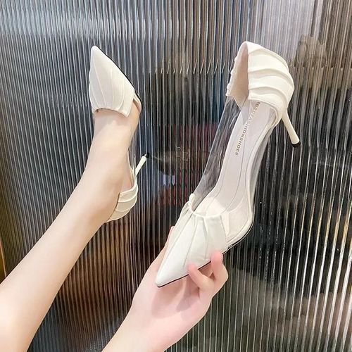 Baotou-Escarpins  Talons Aiguilles Transparents Pour Femmes,Chaussures Simples Pointues En Biscuits,Tout Match,Printemps Et t,Luxe, - 36