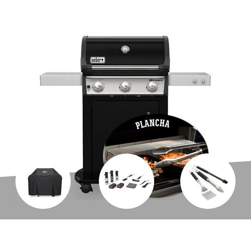 Barbecue  gaz Weber Spirit E-315 mix gril et plancha + Housse + Kit de nettoyage + Kit 3 ustensiles