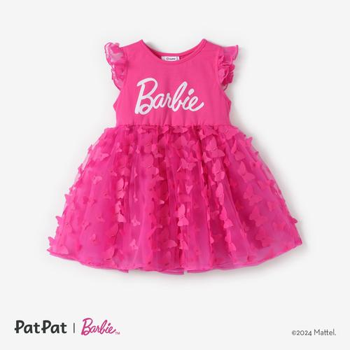 Barbie Toddler Girls 1pc 3d Butterfly Flutter-Sleeve Mesh Dress