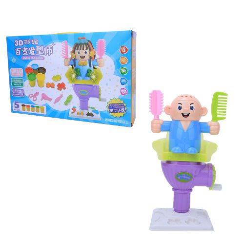 Barbier Coiffeur Enfant DIY Boue Couleur Argile Jeu Jouet Pate a Modeler Jeu de Simulation Jouet Barbier Jouet