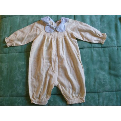 Barboteuse Jaune  Pois Bleu Taille 3 Mois