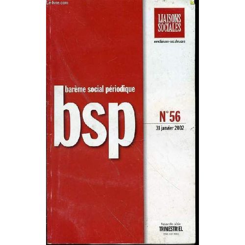 Bareme Social Periodique N56 - Liaisons Sociales / 31 Janvier 2002.   de COLLECTIF