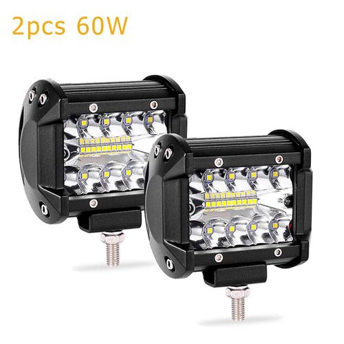 Barre Lumineuse Led Pour Voiture Tout-Terrain,Phares Antibrouillard,Lampe De Sauna  Diode,Camion,Tracteur Agricole,Bateau,Suv,Rl,Lampe De Travail,4x4,12v,24v - Type 60w 2pcs