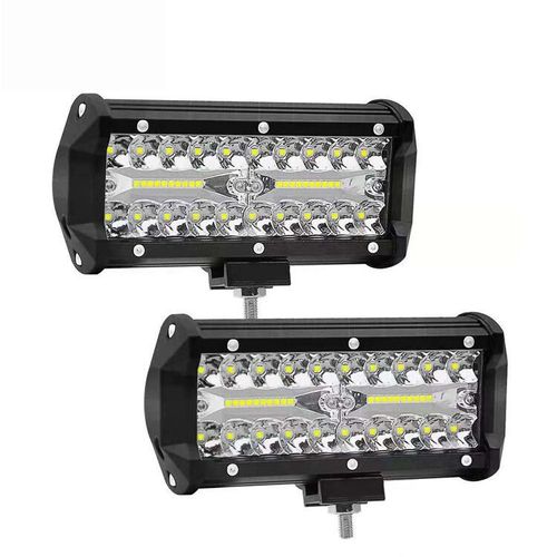Barre Lumineuse Led Tout-Terrain Pour Voiture,Phares Antibrouillard,Lumire De Sauna,Camion,Tracteur Agricole,Bateau,Suv,Rl,Lampe De Travail,4x4,12v,24v,7 Pouces,120w - Type 2pcs