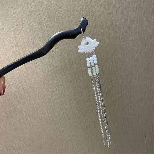 Barrette Avec Pendentif Fleur De Lotus Pour Femmes Et Filles, Style Chinois Punk, En Mtal, Vert, Blanc, Fleur De Lotus, pingles  Cheveux Tendance, Bijoux Cadeaux