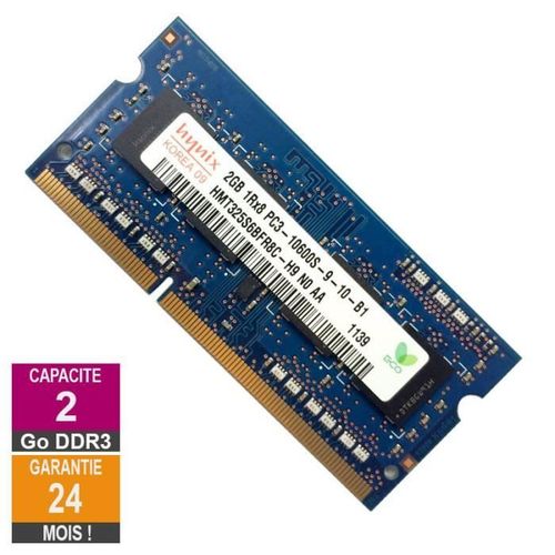 Barrette Mmoire 2Go RAM DDR3 Hynix HMT325S6BFR8C-H9 SO-DIMM PC3-10600 1333MHz 1Rx8