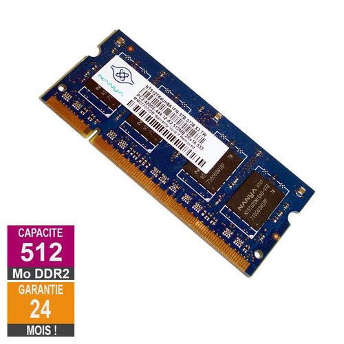 Barrette Mmoire 512Mo RAM DDR2 Nanya NT512T64UH8A1FN-37B SO-DIMM PC2-4200S