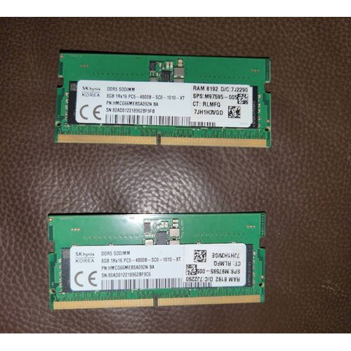 Barrettes de mmoires SK hynix KOREA DDR5 SODIMM 8X2 1Rx16 PC5-4800B-SC0-1010-XT