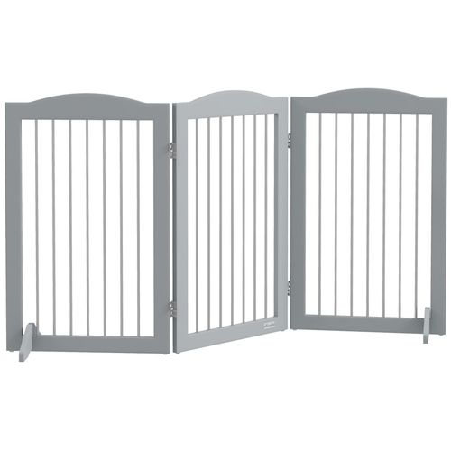 Barrire De Scurit Chien Pliable 3 Plaques 2 Pieds De Soutien H.80 Cm Gris
