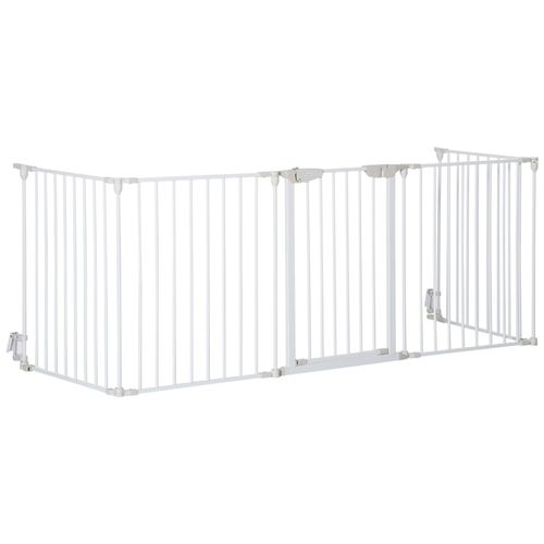 Barrire De Scurit Parc Enclos Chien Modulable Pliable Porte Verrouillable Intgre 5 Panneaux En Mtal 300l Max. X 74,5h Cm Mtal Pp Blanc