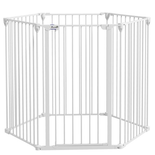 Barrire De Scurit Parc Enclos Chien Modulable Pliable Porte Verrouillable Intgre 6 Panneaux Acier Pp Blanc
