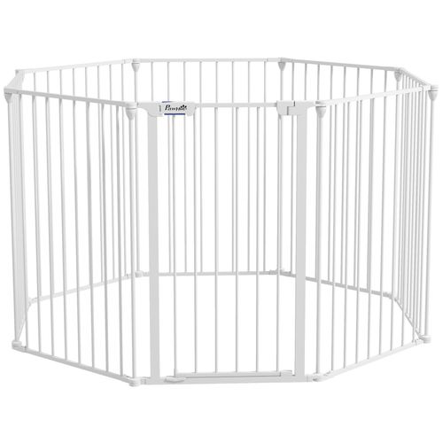 Barrire De Scurit Parc Enclos Chien Modulable Pliable Porte Verrouillable Intgre 8 Panneaux Acier Pp Blanc