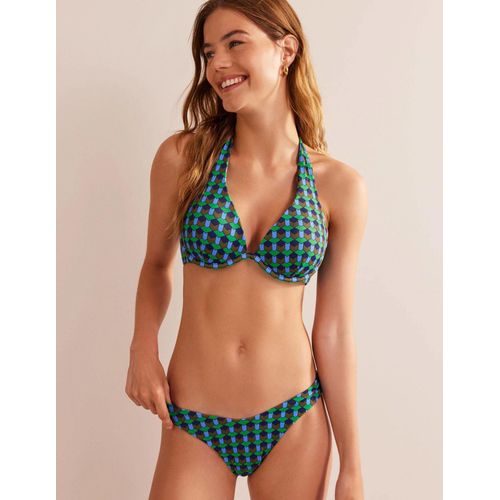 Bas De Bikini  Taille Incurve-Vert Vif, Motif Gomtrique Multi