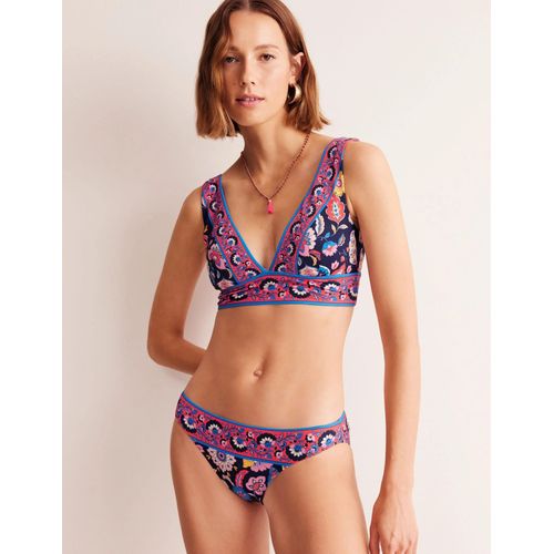 Bas De Bikini Intemporel-Rouge Mandarine, Motif Botanical Sprig