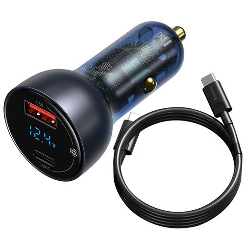 Bas192.- Chargeur De Voiture Pps,65w,Port Usb Type-C Pour Touristes,Pd,Qc,Charge Rapide Pour Ordinateur Portable,Translucide,Chargeur De Tlphone Pour Iphone - Type With 1m 100w Cable #B