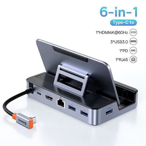 Bas192.- Station D'accueil Usb C Pour Nintendo Switch Steam Deck,Type C Vers Hdmi,Compatible 4k 60hz,Rj45,Pd 100w,Type C,Airies Usb 3.0 - Type 6-In-1