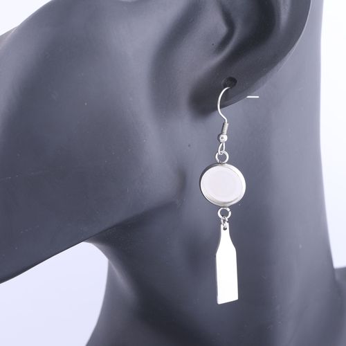 Base De Boucles D'oreilles Cabochon 12mm, 10 Pices, Blanc Avec Pendentif, Breloque En Forme De Bouteille, Paramtres De Lunette En Acier Inoxydable Pour La Fabrication De Bijoux