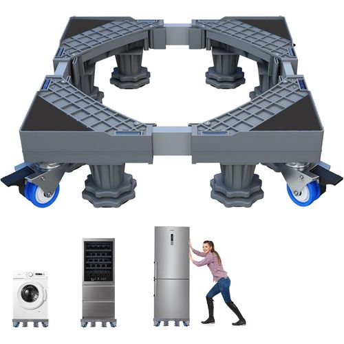 Base Rfrigrateur Rglable 41-64Cm, Meuble Machine  Laver Avec 4 Deux Roues Et 8 Pieds Soutien, Un Frein, Kit Superposition Universel Pour lectromnager Gros, Support Sche Ling[MAC1993]