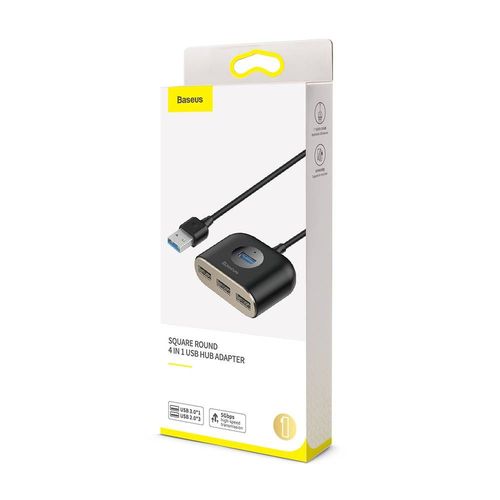 Baseus Hub Square Round 4in1 Usb Adapter Usb3.0*1 + Usb2.0*3 1m Black