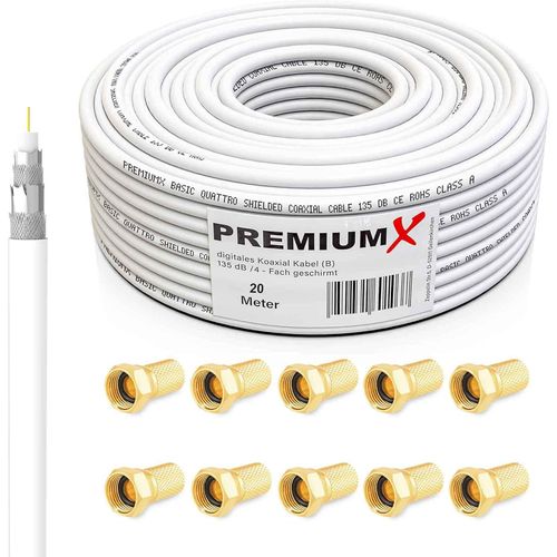 BASIC Cble coaxial de 20m - Rception parfaite avec un blindage en aluminium quadruple de 135dB