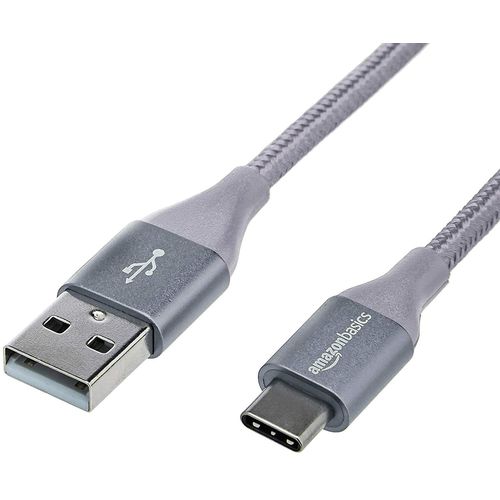 Basics Cble en nylon  double tressage USB de type C vers Micro B 2.0 mle, 3 m,Gris fonc