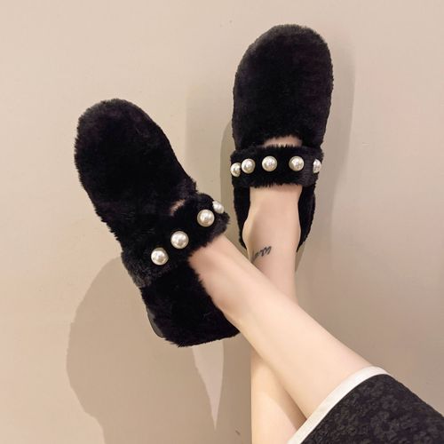 Baskets  Bout Rond Pour Femmes,Chaussures En Cuir Blanc,Mocassins  Enfiler,Fourrure Douce,Loisirs D'hiver Basic Sl - 38