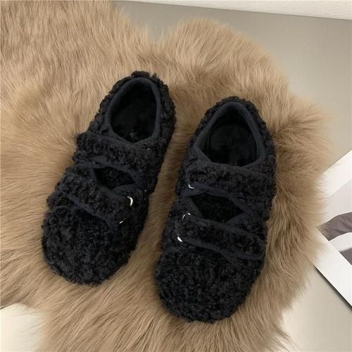 Baskets  Bout Rond Pour Femmes,Chaussures En Cuir Blanc,Mocassins  Enfiler,Fourrure Douce,Loisirs D'hiver Basic Sl - 40