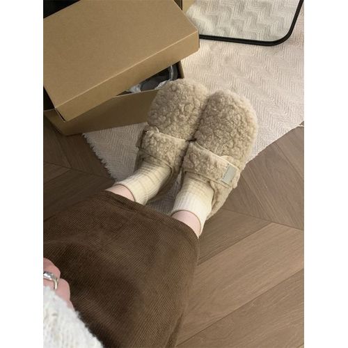 Baskets  Bout Rond Pour Femmes,Chaussures En Cuir Blanc,Mocassins  Enfiler,Fourrure Douce,Loisirs D'hiver Basic Sl - 38