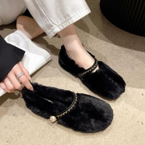 Baskets  Bout Rond Pour Femmes,Chaussures En Cuir Blanc,Mocassins  Enfiler,Fourrure Douce,Loisirs D'hiver Basic Sl - 38