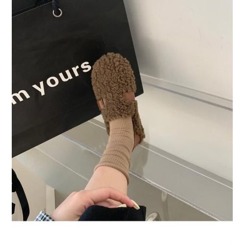 Baskets  Bout Rond Pour Femmes,Chaussures En Cuir Blanc,Mocassins  Enfiler,Fourrure Douce,Loisirs D'hiver Basic Sl - 38