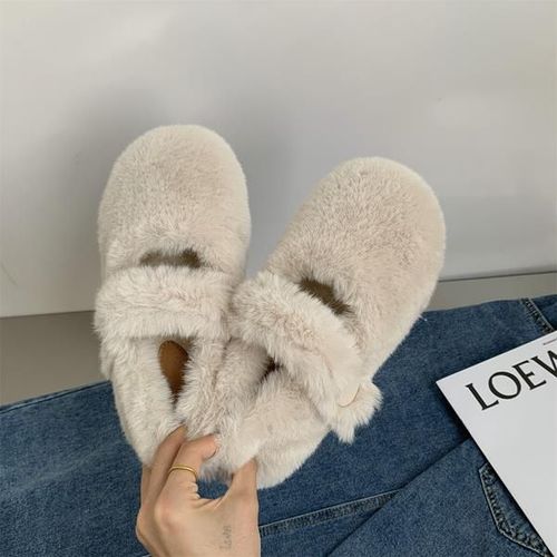 Baskets  Bout Rond Pour Femmes,Chaussures En Cuir Blanc,Mocassins  Enfiler,Fourrure Douce,Loisirs D'hiver Basic Sl - 38