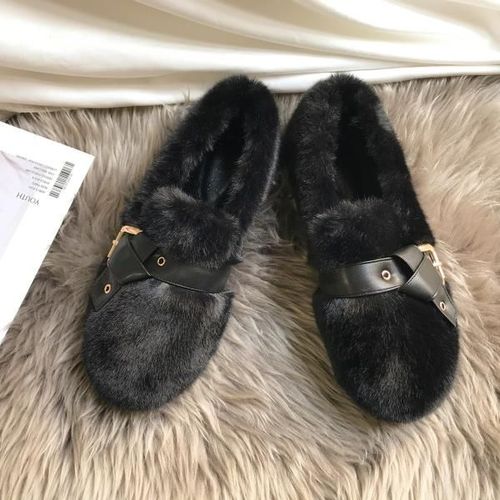 Baskets  Bout Rond Pour Femmes,Chaussures En Cuir Blanc,Mocassins  Enfiler,Fourrure Douce,Loisirs D'hiver Basic Sl - 40