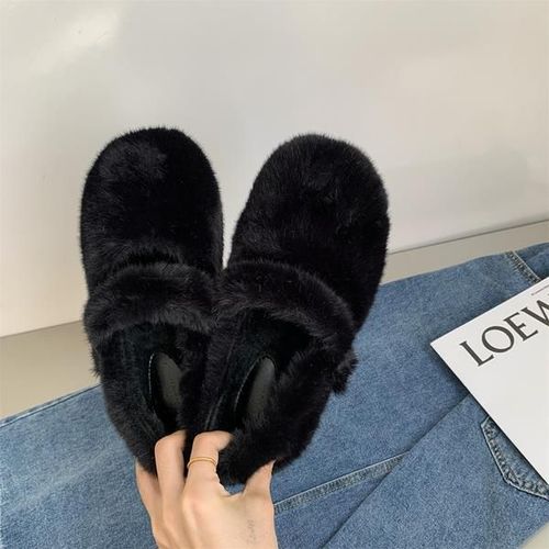 Baskets  Bout Rond Pour Femmes,Chaussures En Cuir Blanc,Mocassins  Enfiler,Fourrure Douce,Loisirs D'hiver Basic Sl - 38