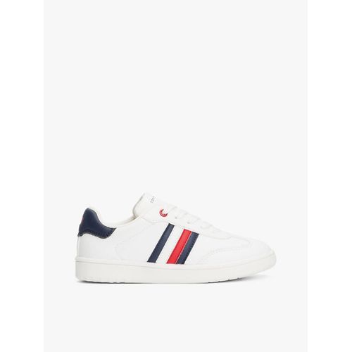 Baskets  Contrefort Contrast Et Drapeau Stripe Low Cut Lace-Up Sneaker/White/Blue - 38