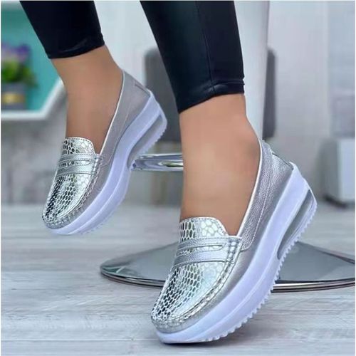 Baskets  Plateforme Compense  Bout Rond Pour Femmes,Mocassins Confortables,Chaussures Plates Dcontractes,Non Ald,Grande Taille 43,Mode 2022