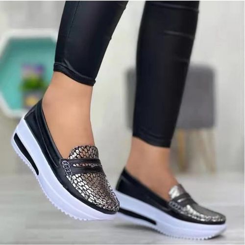 Baskets  Plateforme Compense  Bout Rond Pour Femmes,Mocassins Confortables,Chaussures Plates Dcontractes,Non Ald,Grande Taille 43,Mode 2022