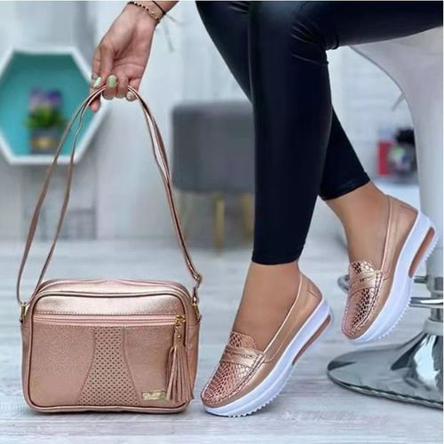 Baskets  Plateforme Compense  Bout Rond Pour Femmes,Mocassins Confortables,Chaussures Plates Dcontractes,Non Ald,Grande Taille 43,Mode 2022